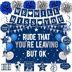 Blue and Silver Farewell Party Decoration Set